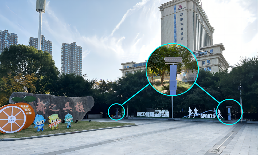 西江健康主題公園安裝使用智慧廣場舞系統，定向發聲，不擾民