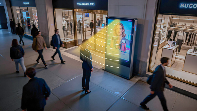 戶外美妝大屏集成定向揚聲器，定向發聲，不干擾周圍聲環境